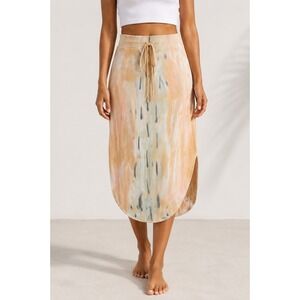 Young Fabulous & Broke Beige Tie-Dye Midi Skirt with Pastel Accents